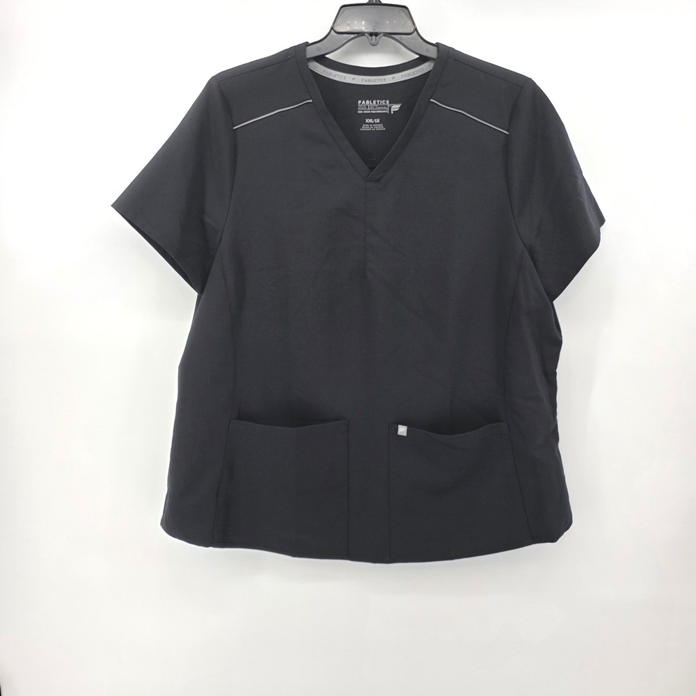 Fabletics Feel God Performance Medical Workwear Scrub Top Black Womens XXL/1XL